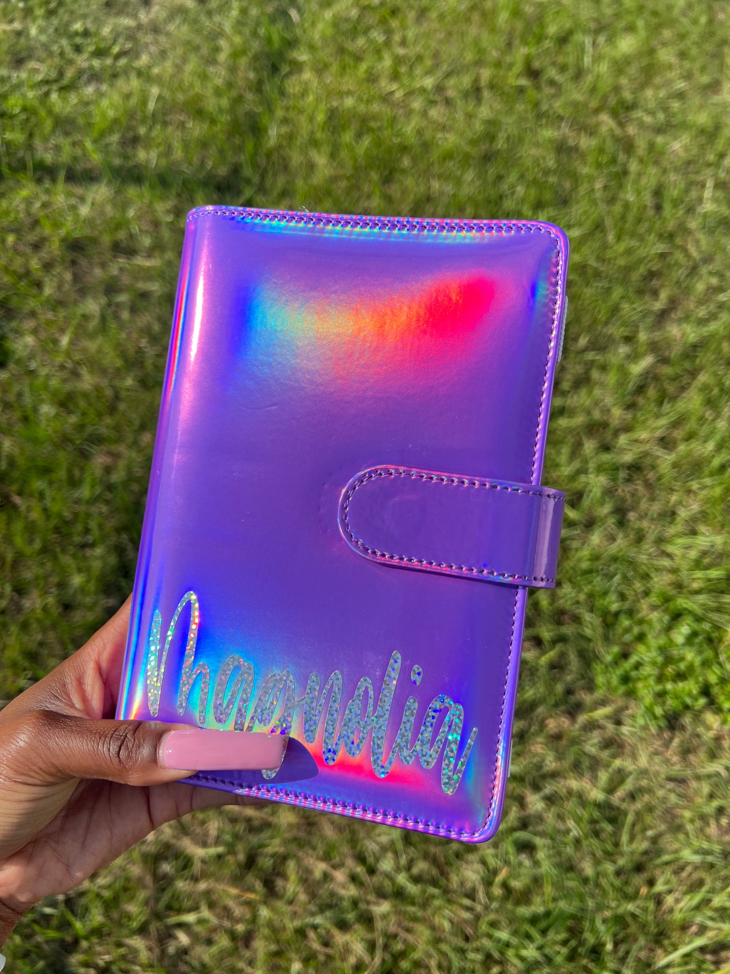 A6 Holographic Customized Ring Binder | 6 Ring Cover | A6 Customized binders | Zipper Closure