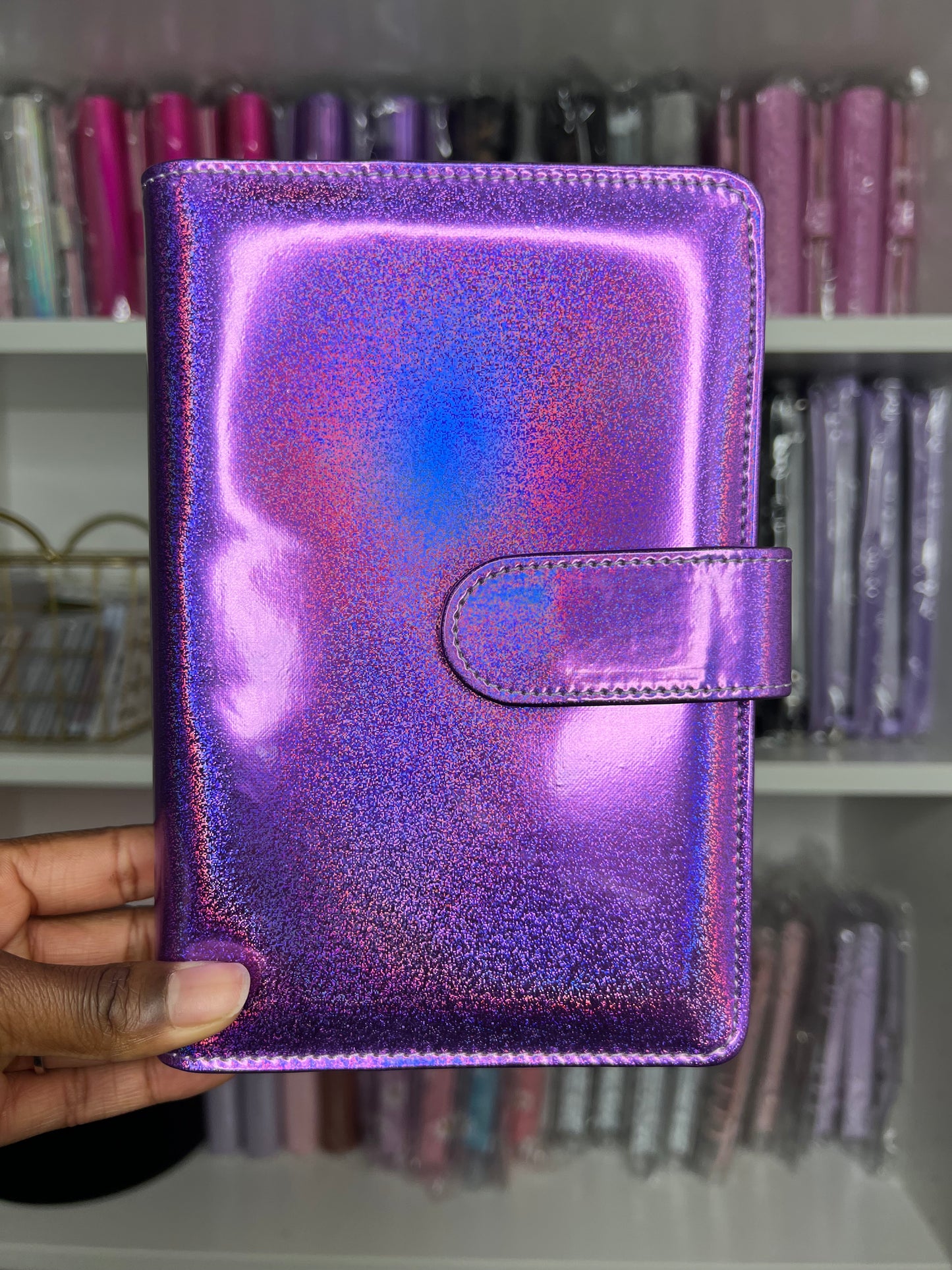 A6 Holographic Customized Ring Binder | 6 Ring Cover | A6 Customized binders | Zipper Closure