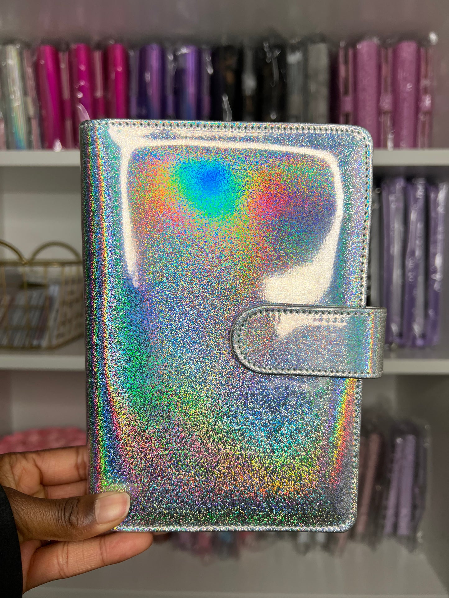 A6 Holographic Customized Ring Binder | 6 Ring Cover | A6 Customized binders | Zipper Closure