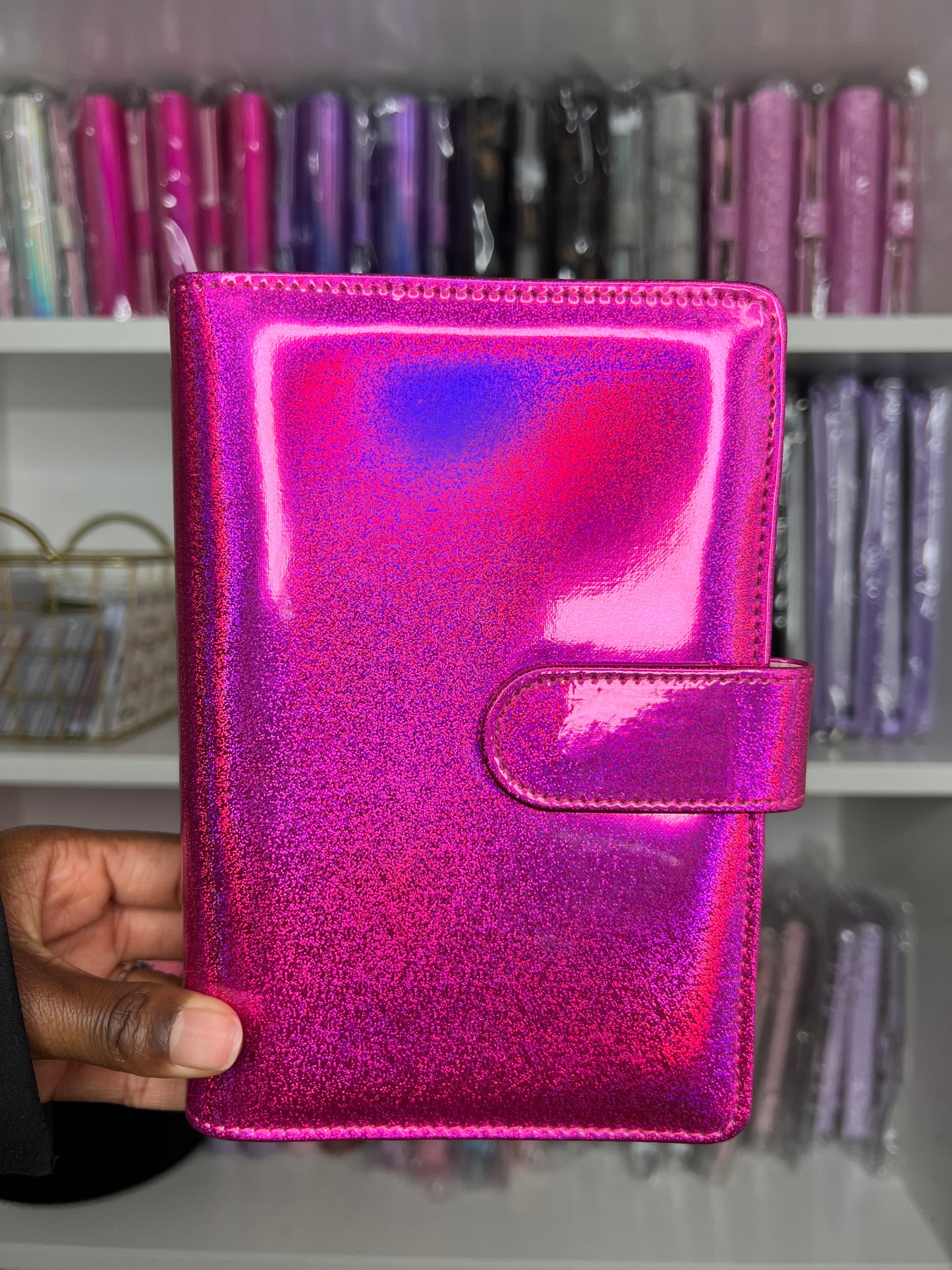 A6 Holographic Customized Ring Binder | 6 Ring Cover | A6 Customized binders | Zipper Closure