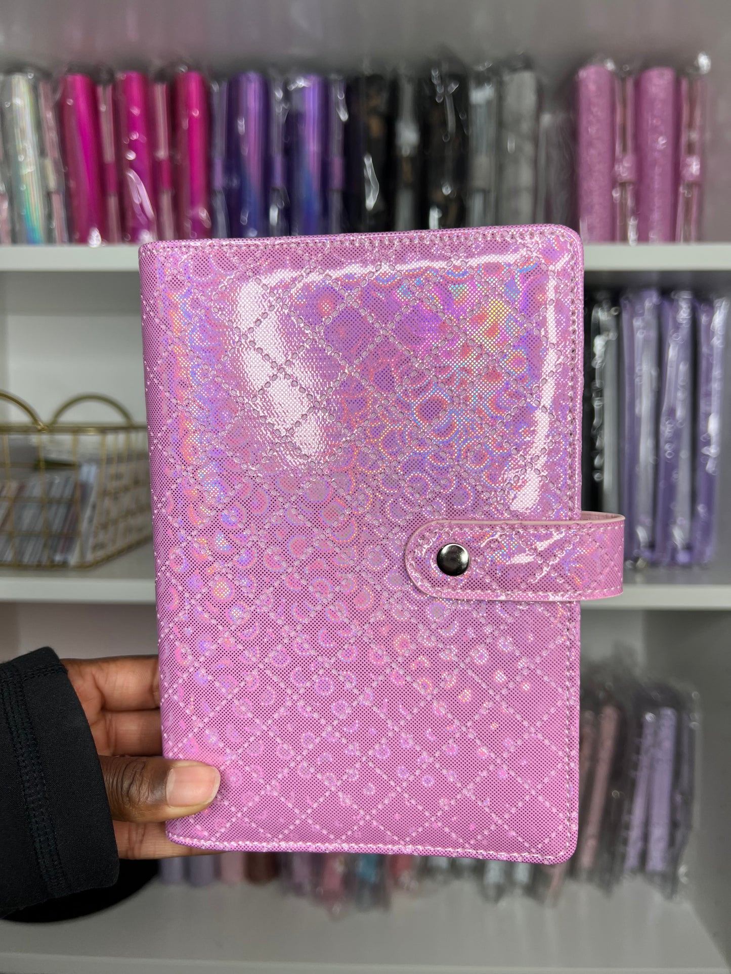 A6 Holographic Customized Ring Binder | 6 Ring Cover | A6 Customized binders | Zipper Closure