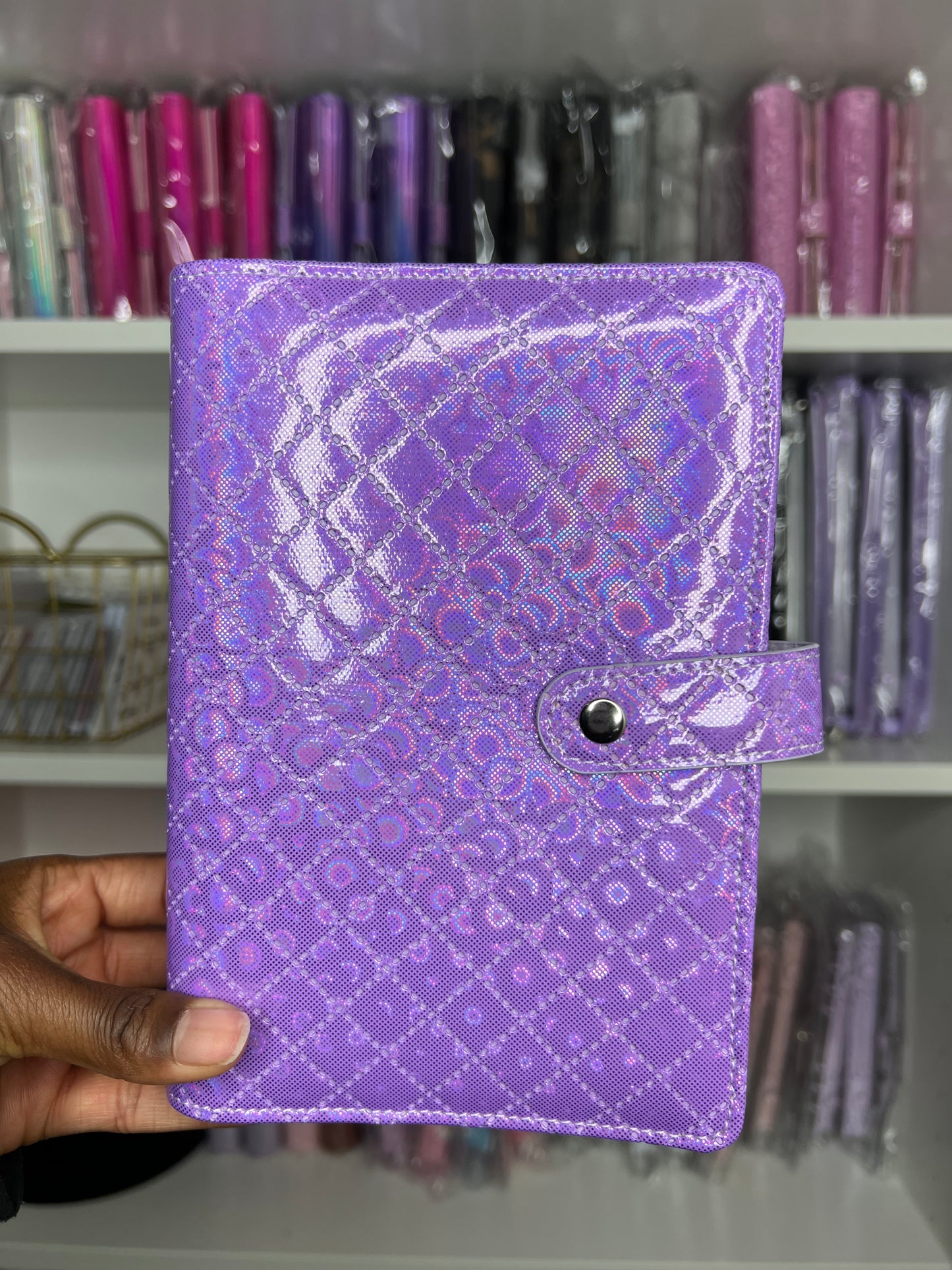 A6 Holographic Customized Ring Binder | 6 Ring Cover | A6 Customized binders | Zipper Closure