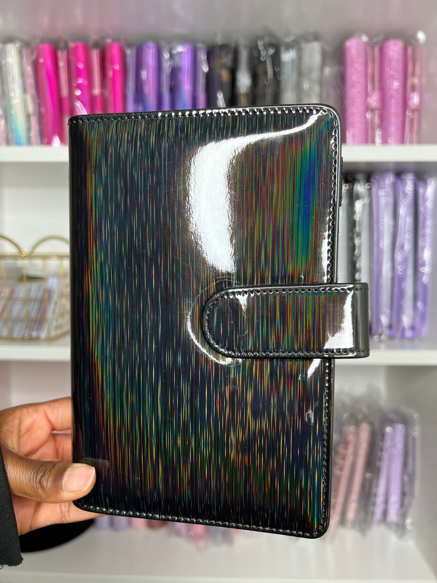 A6 Holographic Customized Ring Binder | 6 Ring Cover | A6 Customized binders | Zipper Closure