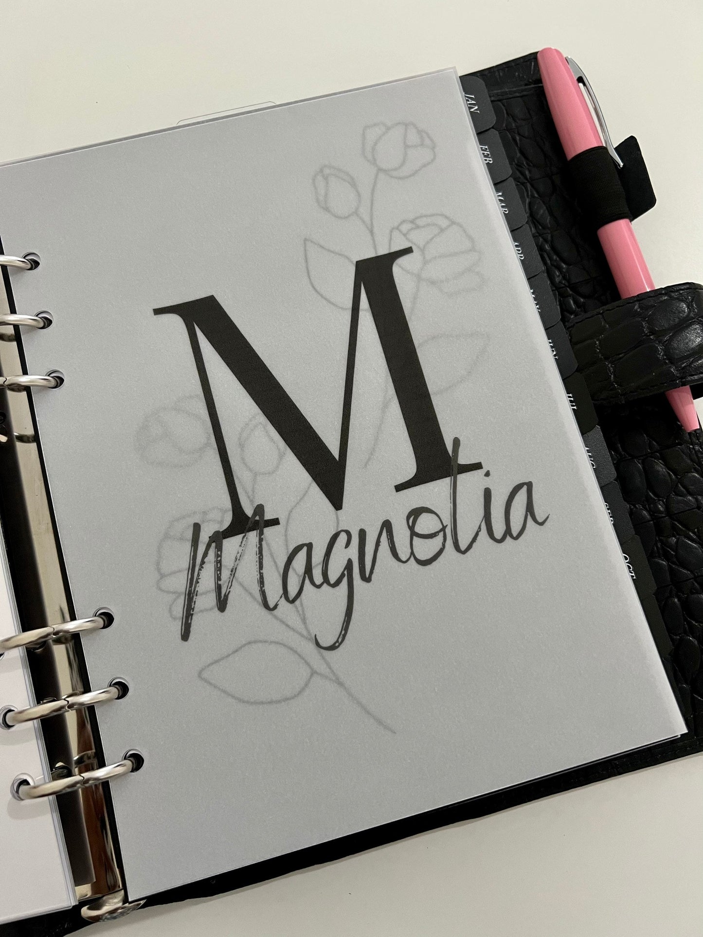 Customizable Planner Dashboard- A6, A7, and A5 Size luxury Vellum - Name/Initial | Designer Fashion for all Planners Agendas