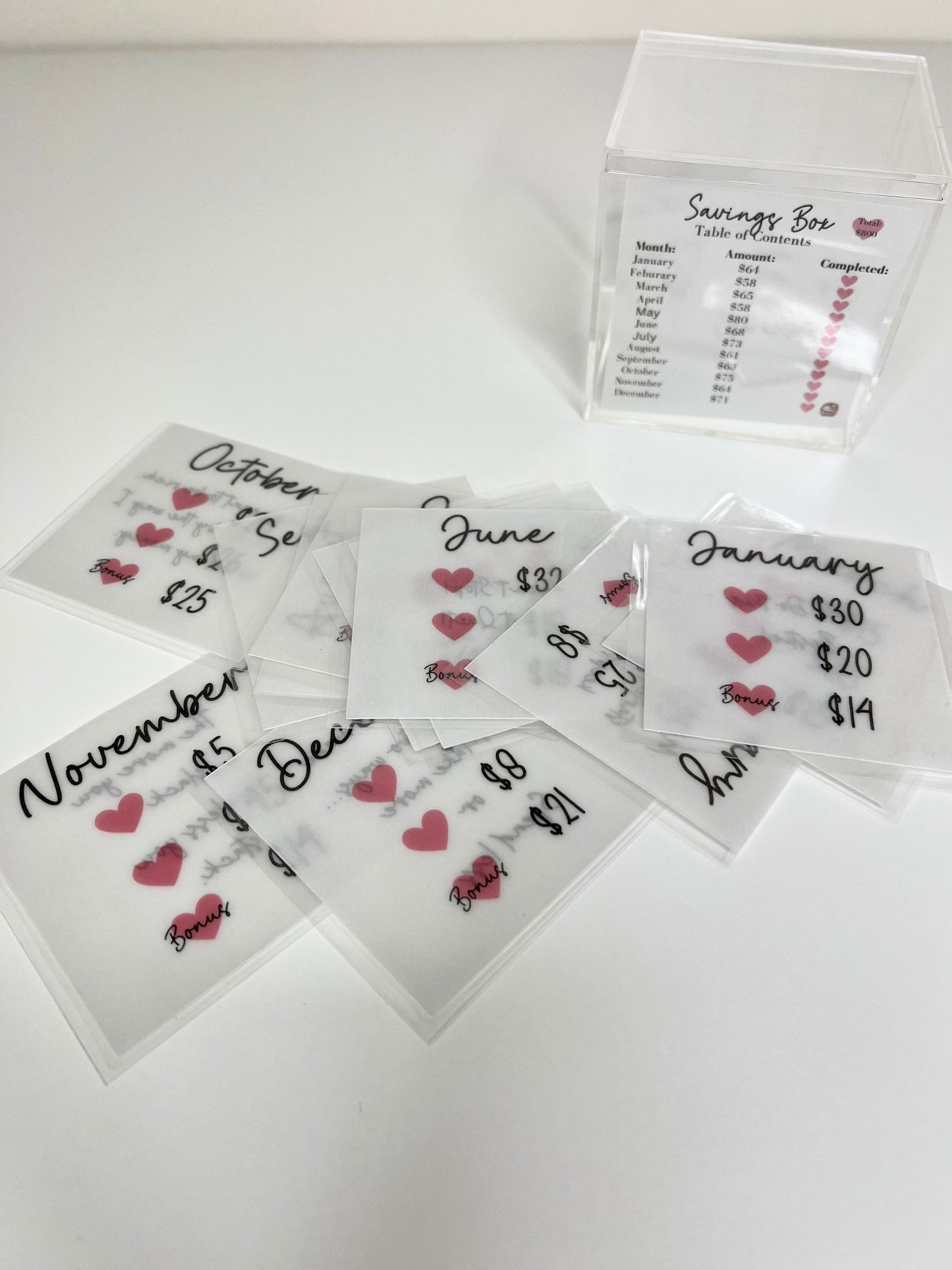 Monthly Savings Box | Digital Download | Save 600 or 800 | Low Income | High Income | Savings Challenge