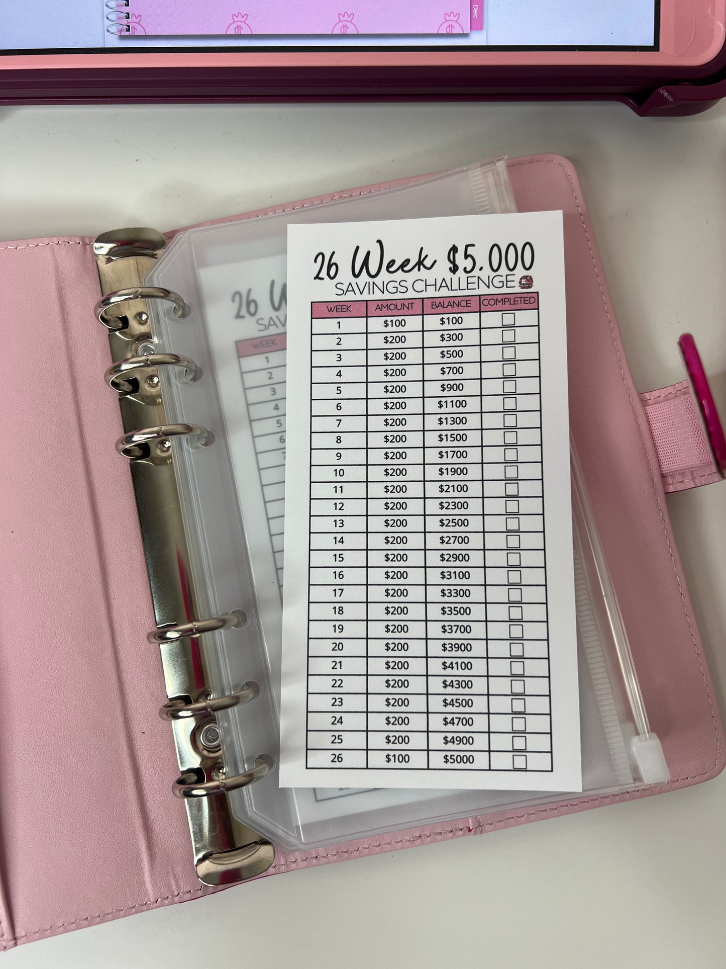 26 Week Savings Challenge | $5000 | Mini Tracker for Cash Budgeting | Savings Tracker | A6 Size | Low Income | High Income