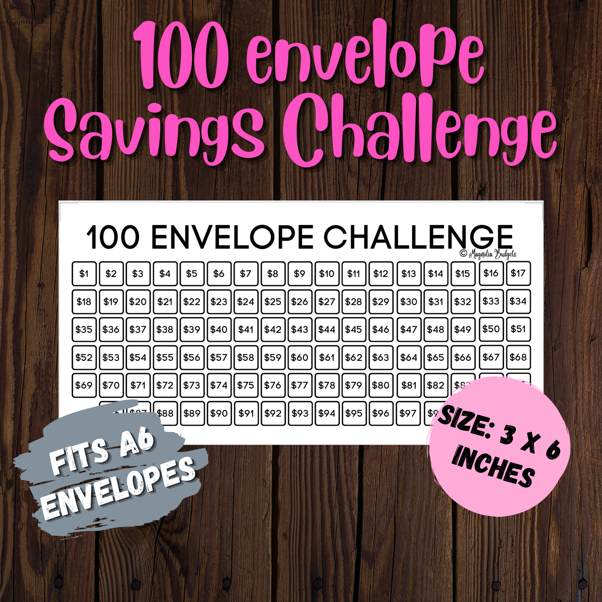Kit challenge 100 enveloppes petit budget VERSION 2000€ enveloppe zip A6 +  tracker