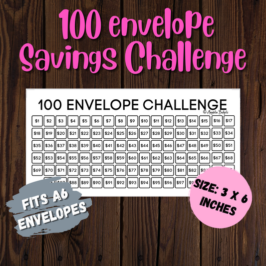 Digital | 100 envelope Savings Challenge | Savings Tracker | A6 Size | Save 5,050 dollars | Low Income | High Income