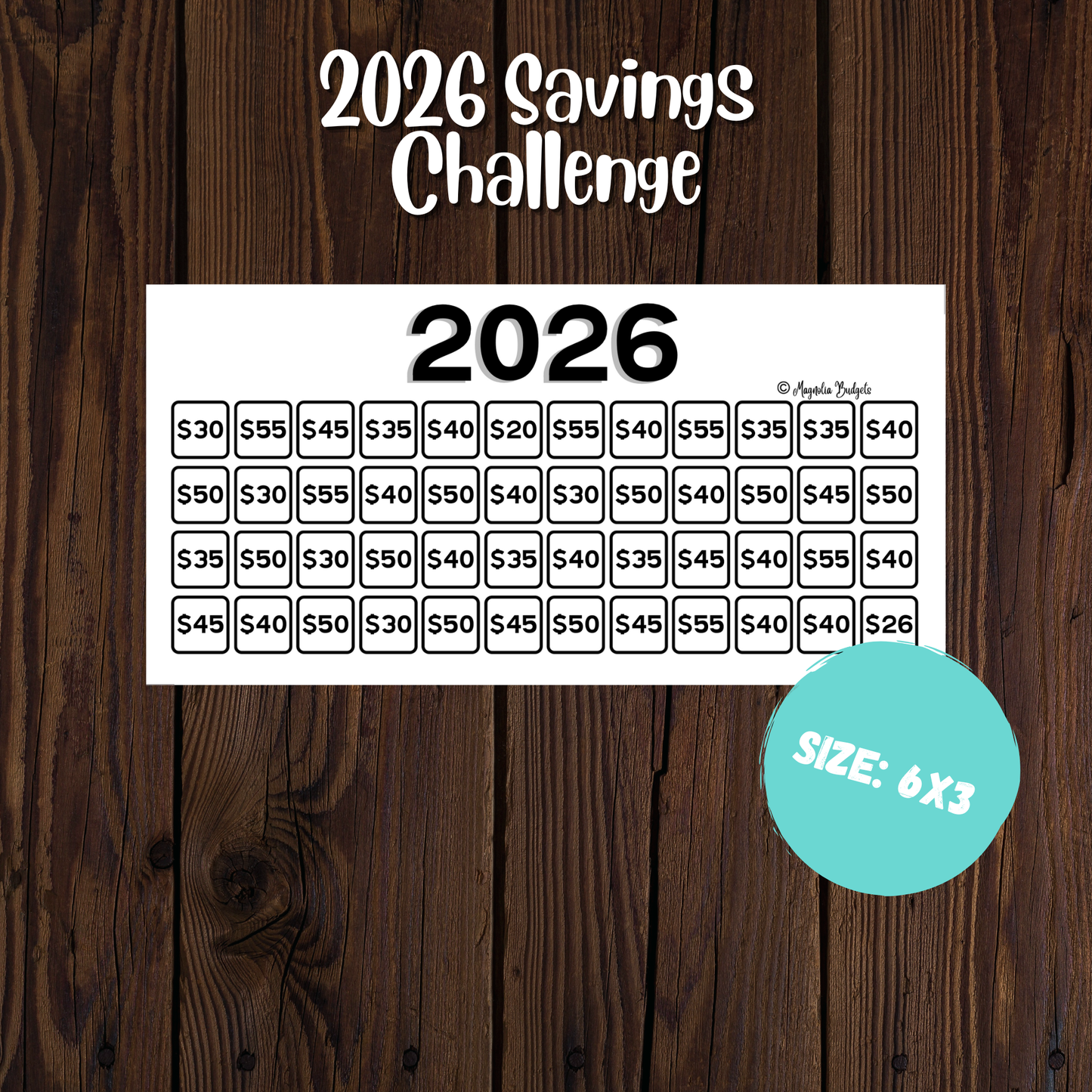 2026 Savings Challenge | Savings Tracker | A6 Size | Save 2026 dollars | Low Income | High Income