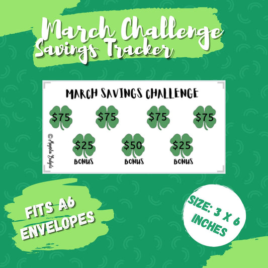 March Savings Challenge Tracker | Digital Download | Monthly Savings Challenges | Size a6