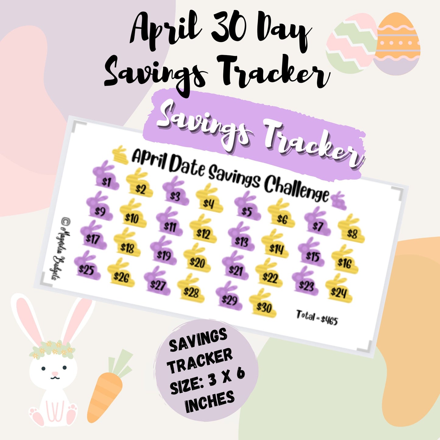 April Savings Challenge Bundle | Cash Envelope and Tracker | Easter Savings Challenge | Monthly Savings Challenges | Size A6