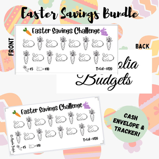 Easter Savings Challenge Bundle | Cash Envelope and Tracker | Easter Savings Challenge | Monthly Savings Challenges | Size A6