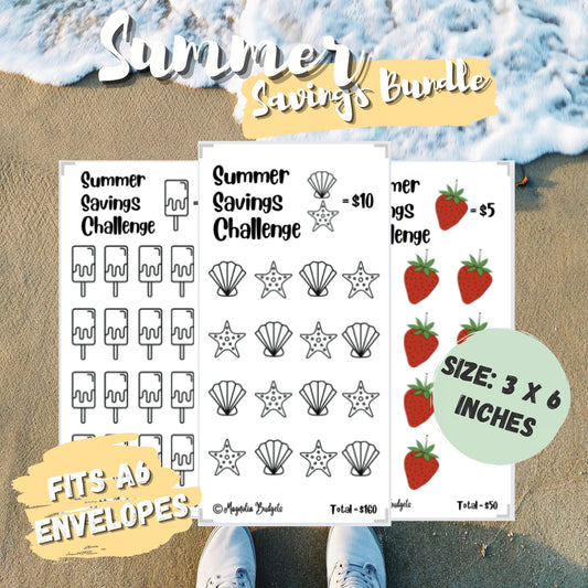 A6 Size Summer Savings Challenge Bundle | Low Income | High Income | Mini Savings Challenges