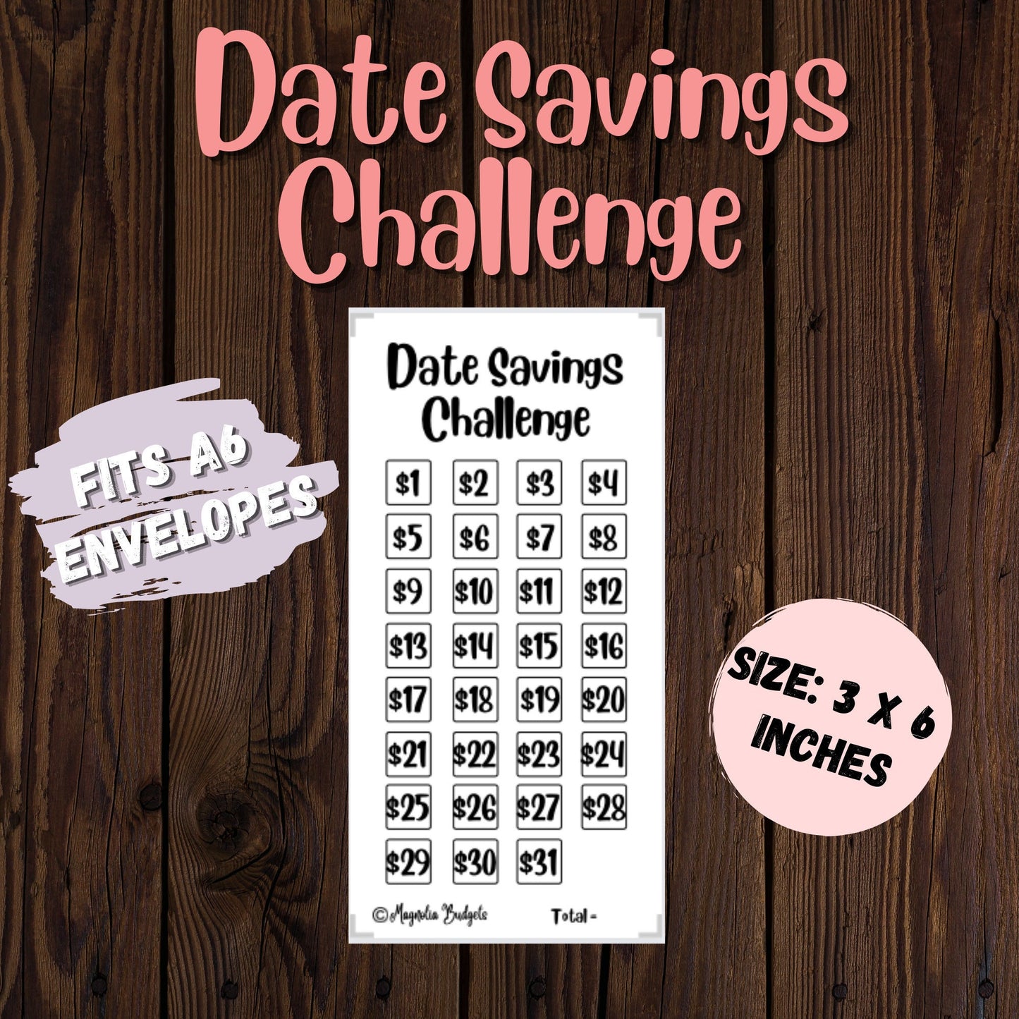 Date Savings Challenge | Mini Tracker for Cash Budgeting | Savings Tracker | A6 Size | Low Income | High Income