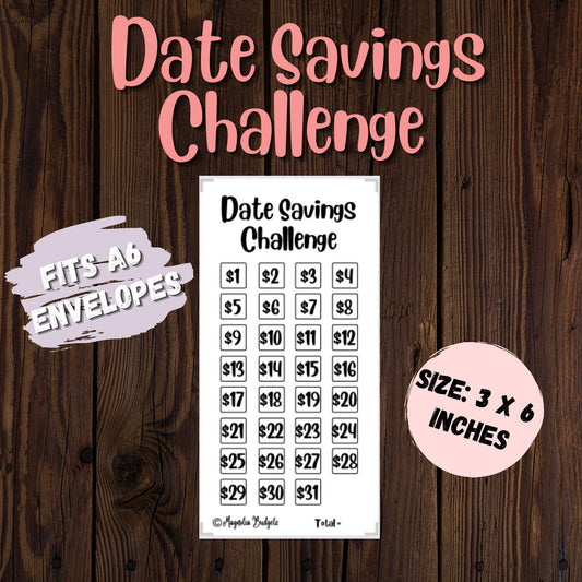 Date Savings Challenge | Mini Tracker for Cash Budgeting | Savings Tracker | A6 Size | Low Income | High Income