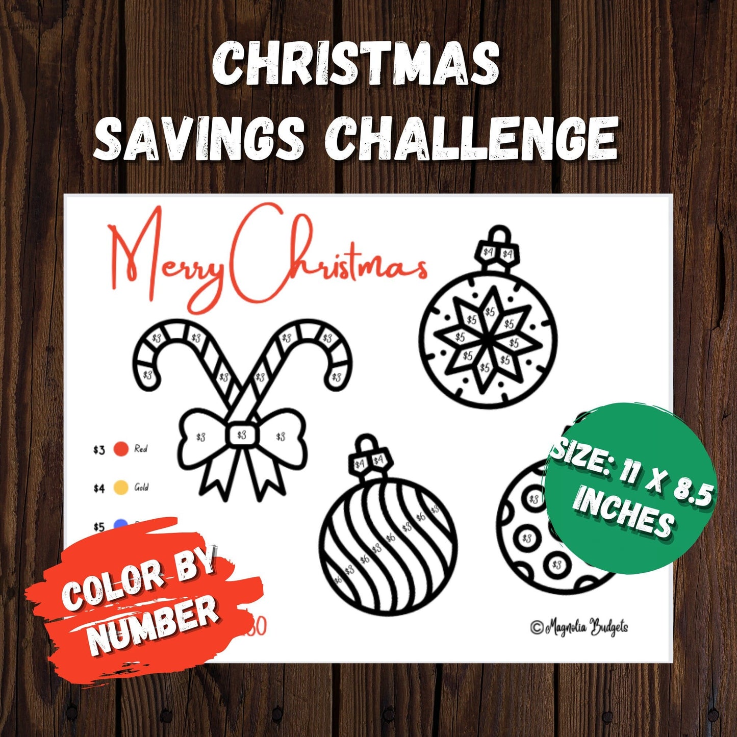 Christmas Savings Challenge | Color By Number Savings Challenge | Savings Tracker | Letter Size | Save 160 Dollars | Low Income