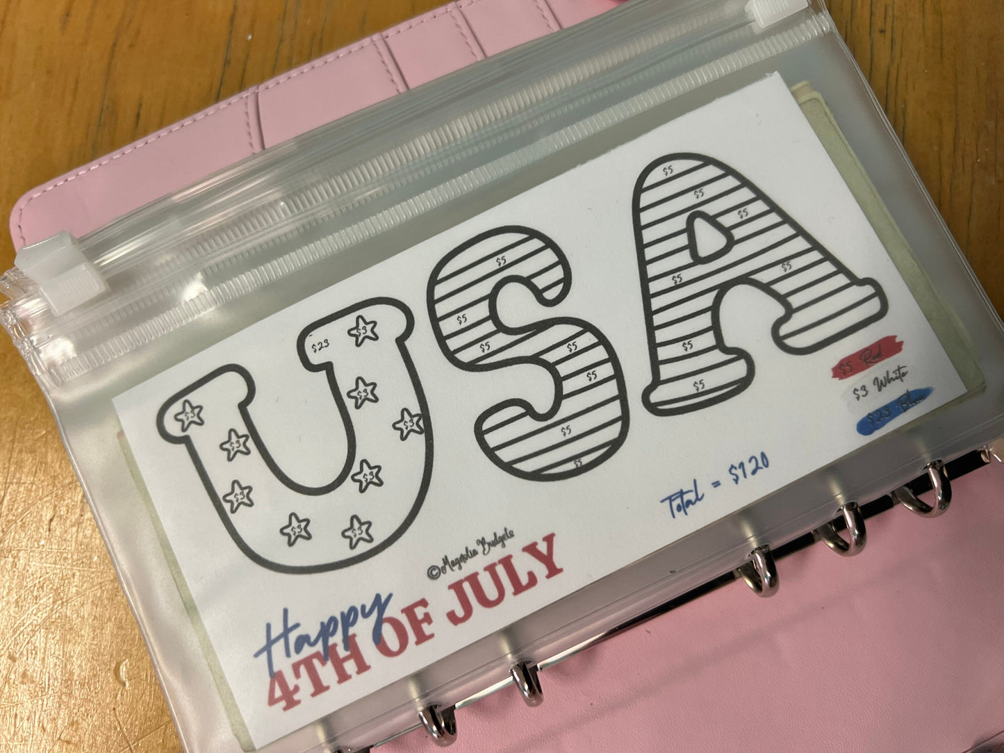 4th of July Savings Challenge | Color By Number Savings Challenge | Savings Tracker | A6 size | Save 120 Dollars | Low Income