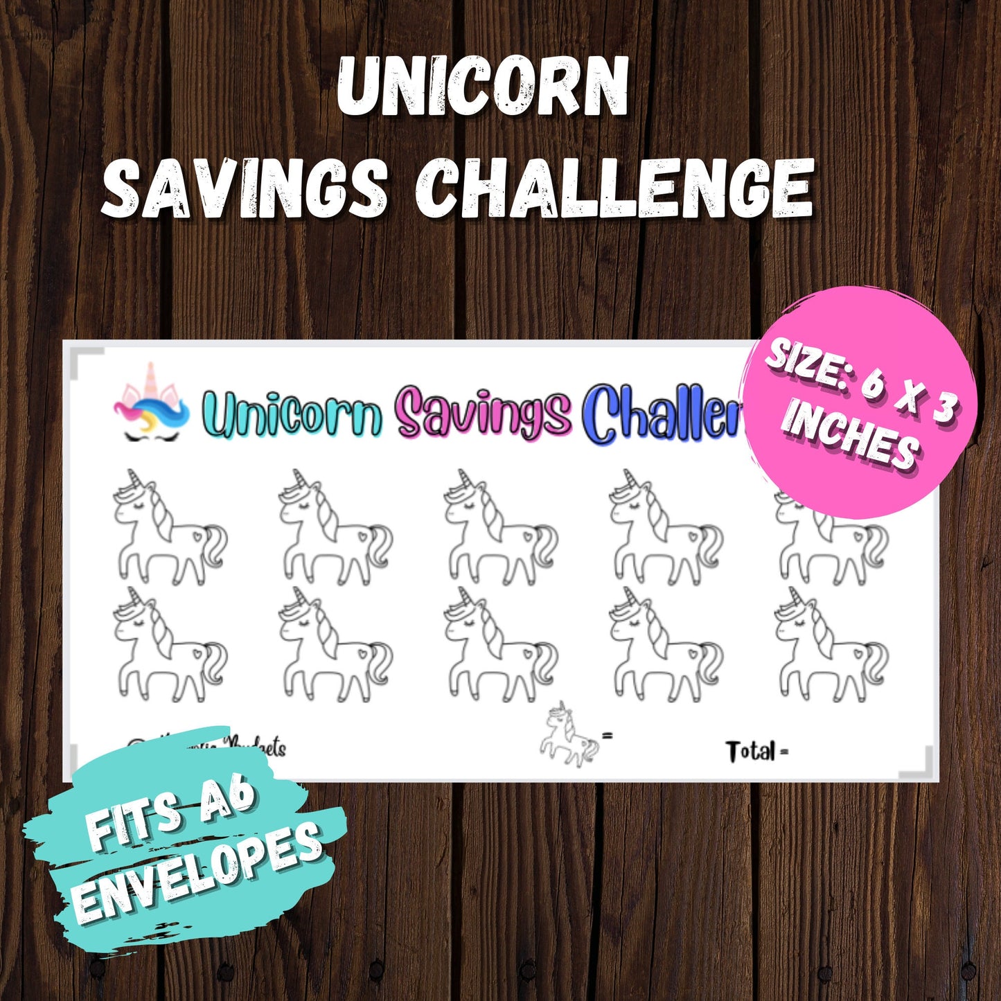 Kids Savings Challenge Bundle | Girls Day | Unicorn | Mini Tracker for Cash Budgeting | Savings Tracker | A6 Size | Low Income | High Income