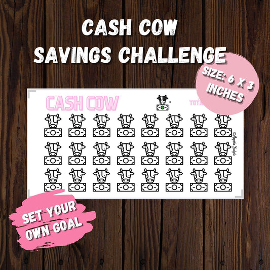 Cash Cow Savings Challenge | Mini Savings Challenge | Savings Tracker | A6 size | Set Your own Goal | Low Income | High Income