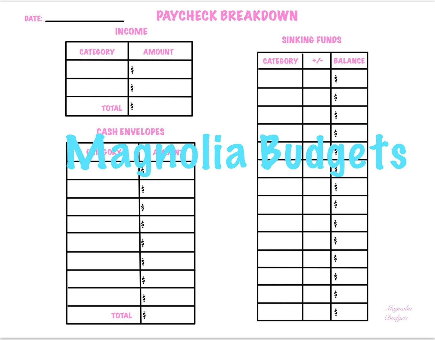 DIGITAL Paycheck Breakdown and Sinking funds update | WHITE BACKGROUND