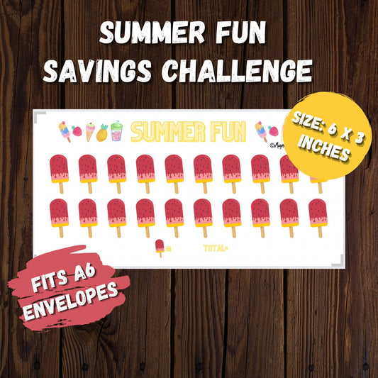 Summer Fun Savings Challenge | Mini Savings Challenge | Savings Tracker | A6 size | Set Your own Goal | Low Income | High Income