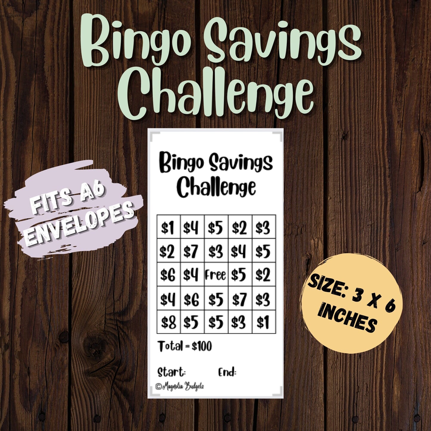 Bingo Savings Challenge | Mini Tracker for Cash Budgeting | Savings Tracker | A6 Size | Save 100 Dollars | Low Income