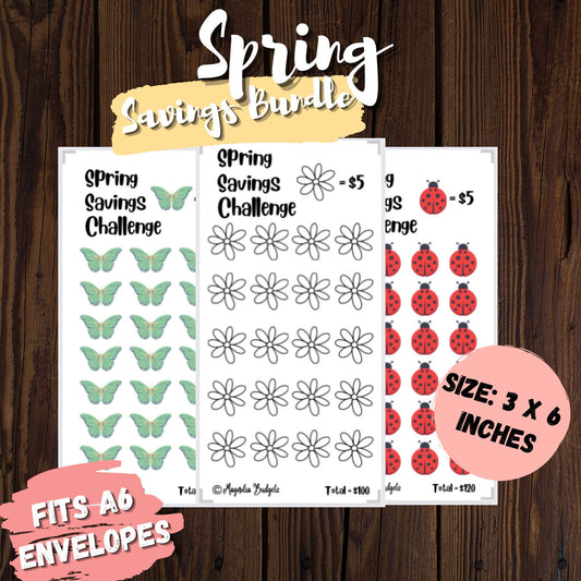 Spring Savings Challenge Bundle | Low Income | High Income | Mini Savings Challenges | A6