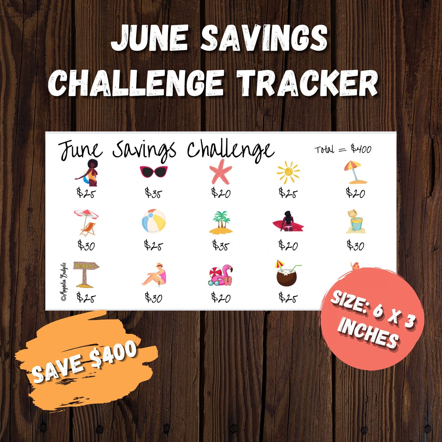 June Savings Challenge Bundle | Cash Envelope and Tracker | Summer Savings Challenge | Monthly Savings Challenges | Size A6