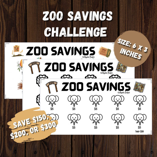 Zoo Savings Challenge Bundle | Mini Tracker for Cash Budgeting | Savings Tracker | A6 Size | Low Income | High Income