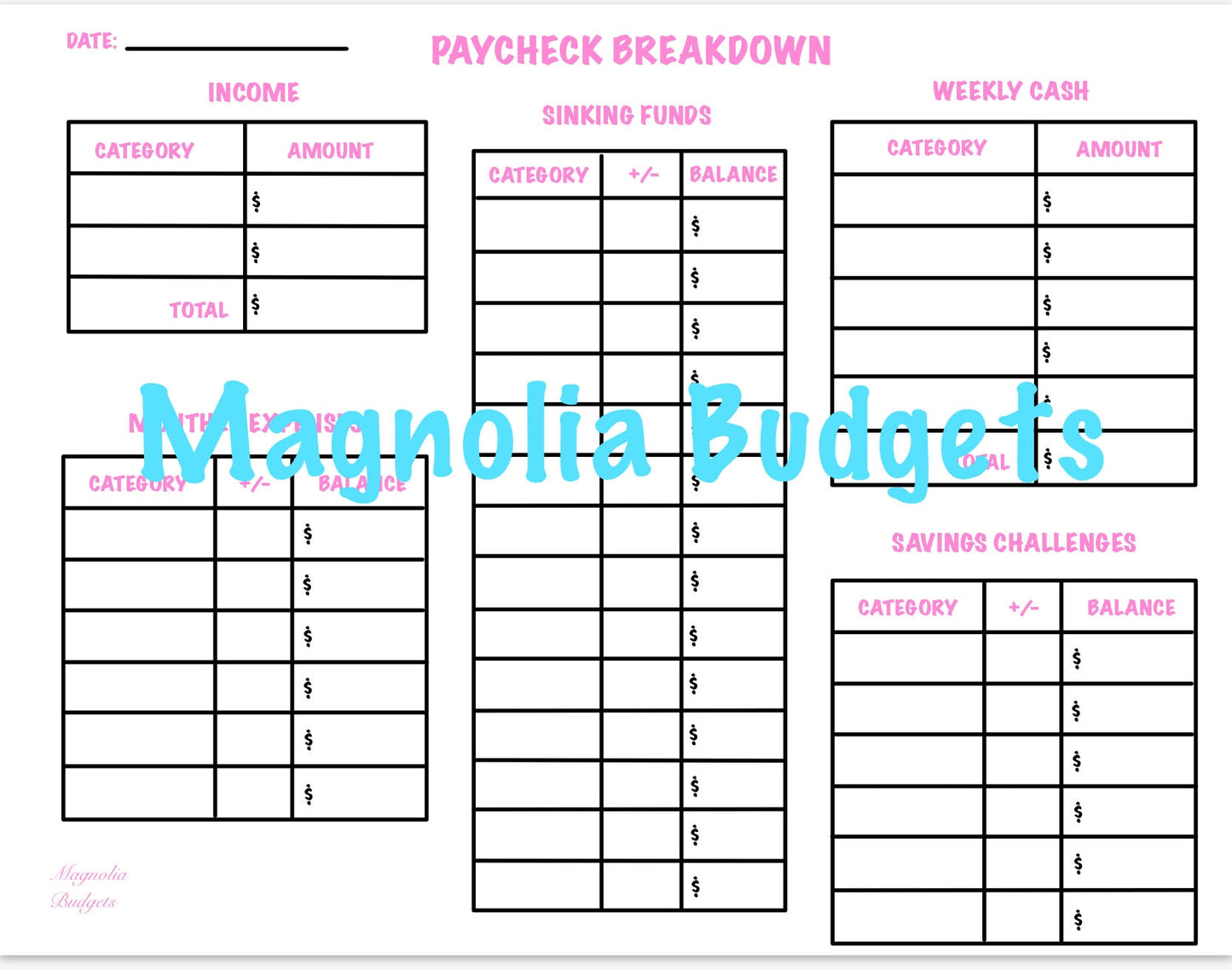 DIGITAL Paycheck Breakdown and Sinking funds update | WHITE BACKGROUND