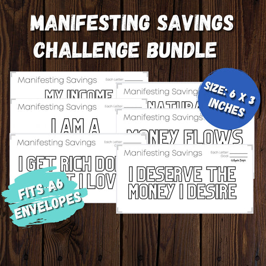 Manifesting Savings Challenge Bundle | Mini Tracker for Cash Budgeting | Savings Tracker | A6 Size | Low Income | High Income