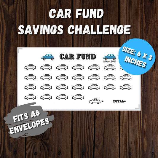 Car Fund Savings Challenge | Mini Savings Challenge | Savings Tracker | A6 size | Low Income | High Income