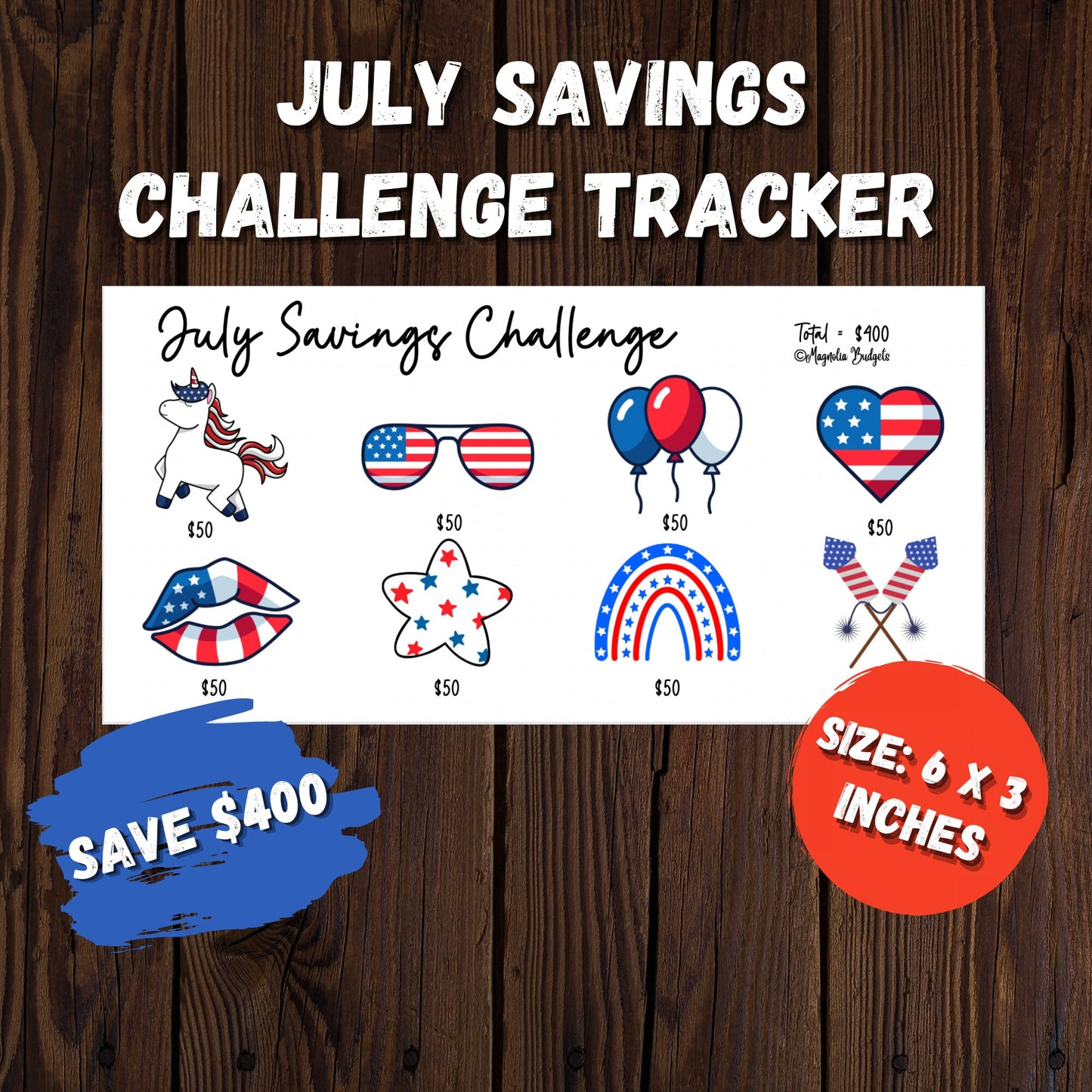 July Savings Challenge Bundle | Cash Envelope and Tracker | Summer Savings Challenge | Monthly Savings Challenges | Size A6