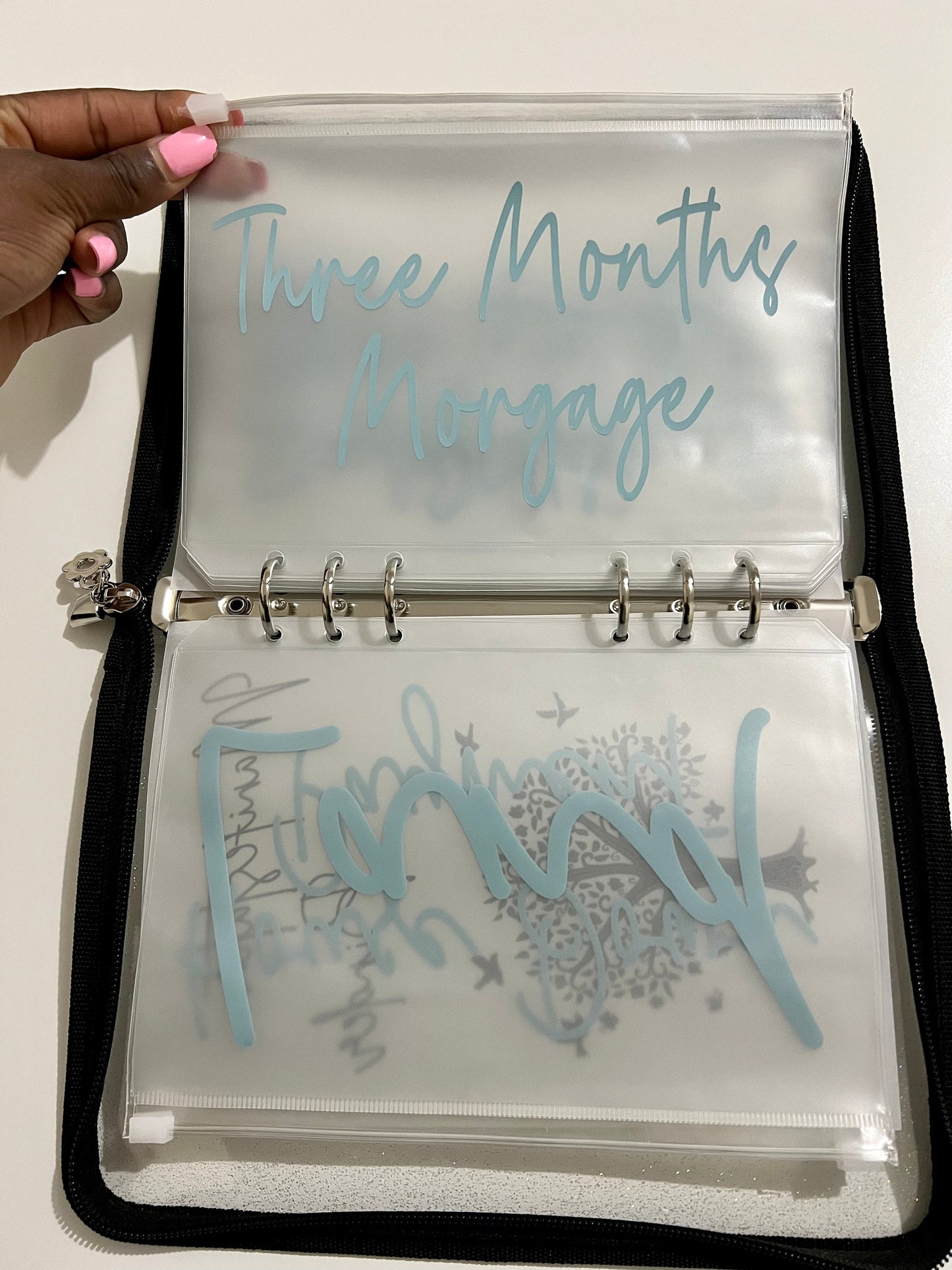 A5 Transparent Glitter Ring Binder [5 colors] | 6 Ring Cover| A5 Clear Planner | Zipper Closure