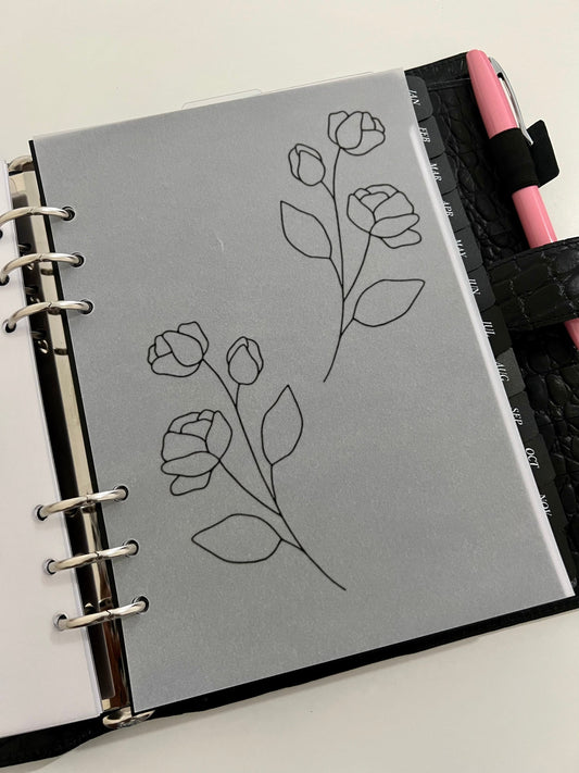 Minimalist Floral Planner Dashboard- A6, A7, and A5 Size luxury Vellum | Designer Fashion for all Planners Agendas