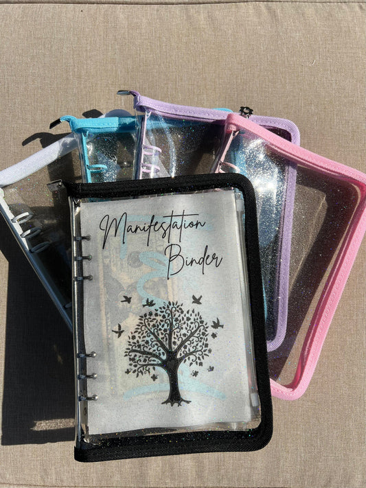 A5 Transparent Glitter Ring Binder [5 colors] | 6 Ring Cover| A5 Clear Planner | Zipper Closure