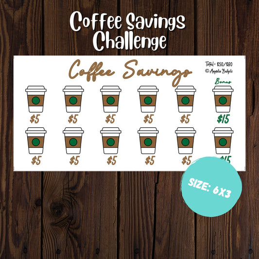 Coffee Savings Challenge | Savings Tracker | A6 Size | Save 50 or 80 dollars | Low Income | High Income