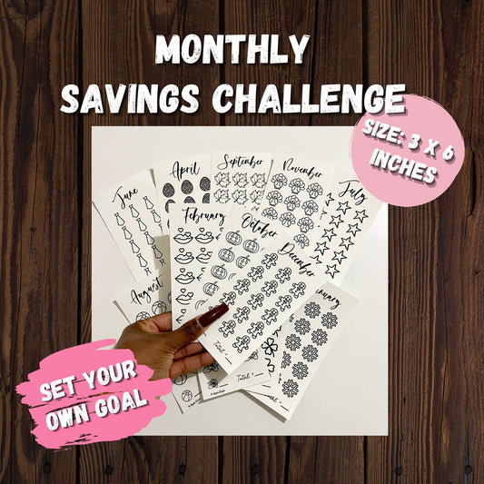 Monthly Savings Challenge | Set Your Own Goal | Mini Tracker for Cash Budgeting | Savings Tracker | A6 Size | Low Income | High Income