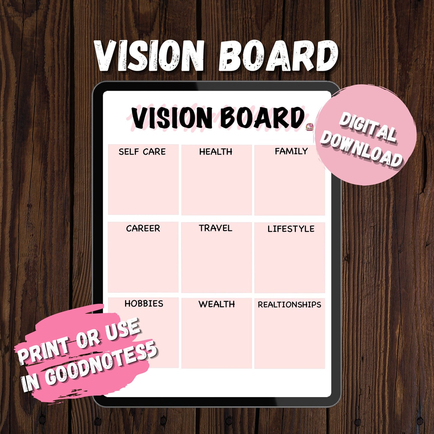 Vision Board Digital | Printable Vision Board | Goal Setting | Manifes ...