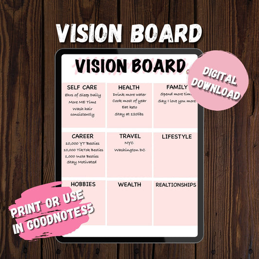 Vision Board Digital | Printable Vision Board | Goal Setting | Manifesting