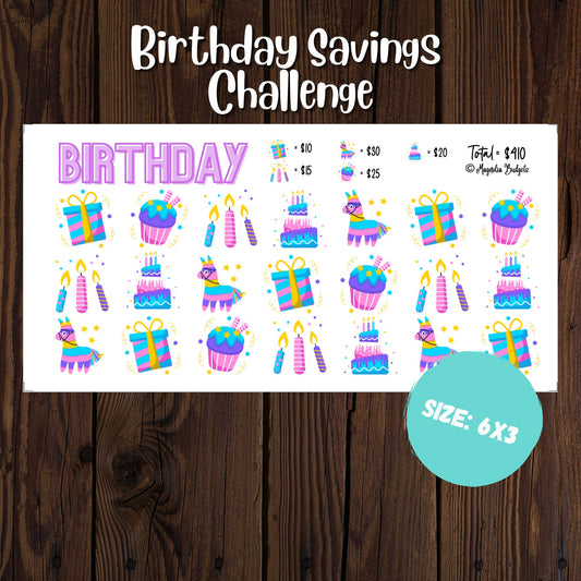 Birthday Savings Challenge | Savings Tracker | A6 Size | Save 410 | Low Income | High Income