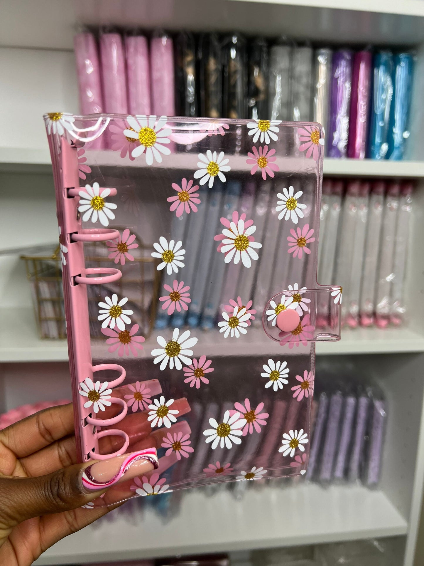 A6 Customized Daisy Ring Binder [4 colors] | 6 Ring Cover | A6 Customized binders | Zipper Closure