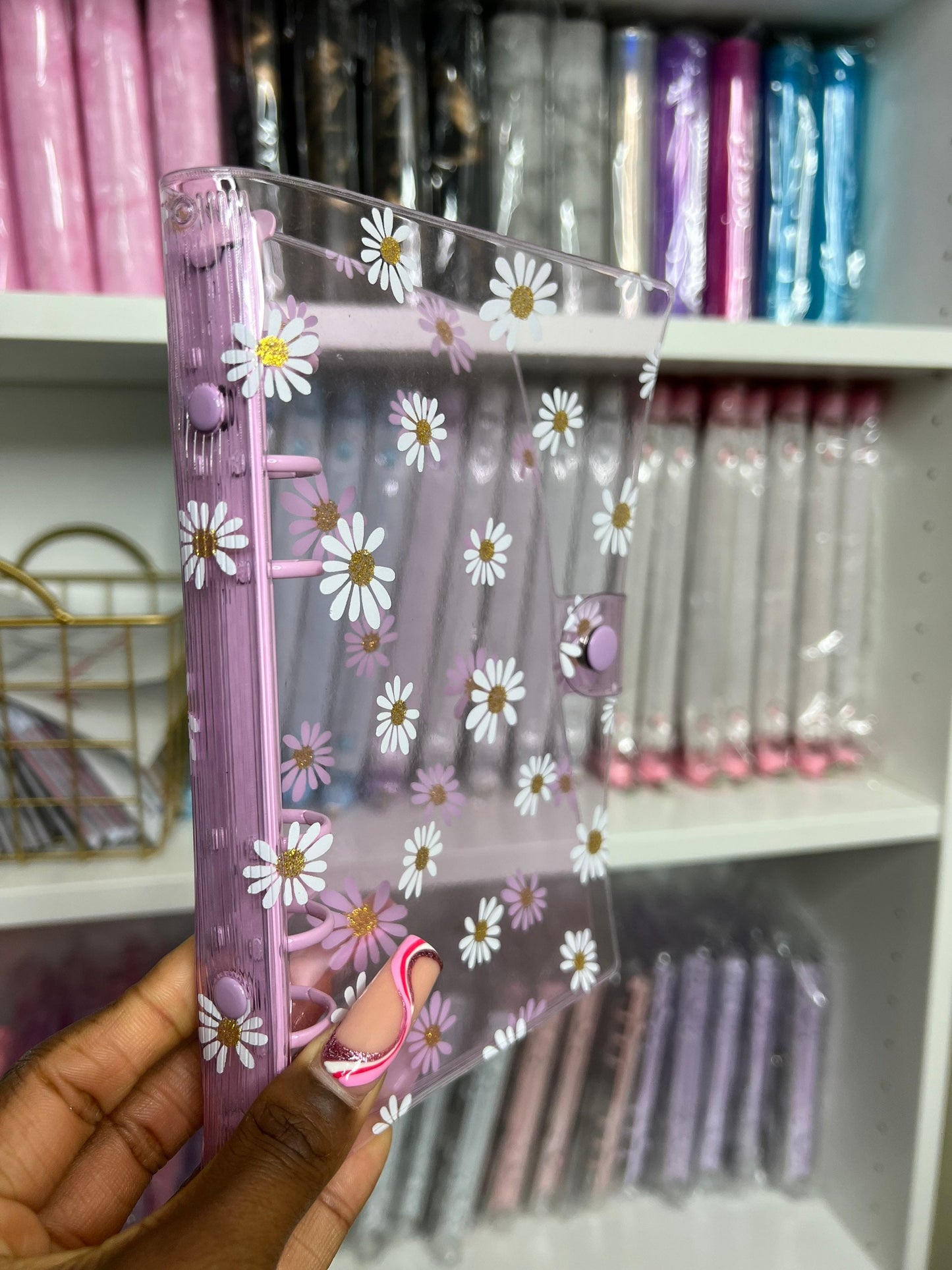 A6 Customized Daisy Ring Binder [4 colors] | 6 Ring Cover | A6 Customized binders | Zipper Closure