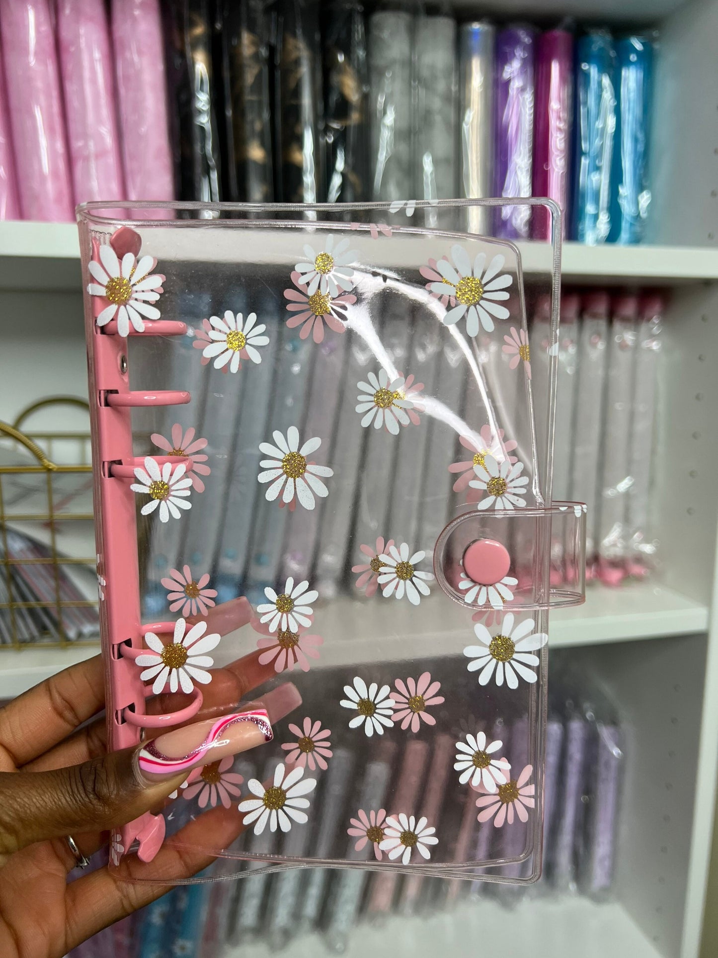 A6 Customized Daisy Ring Binder [4 colors] | 6 Ring Cover | A6 Customized binders | Zipper Closure