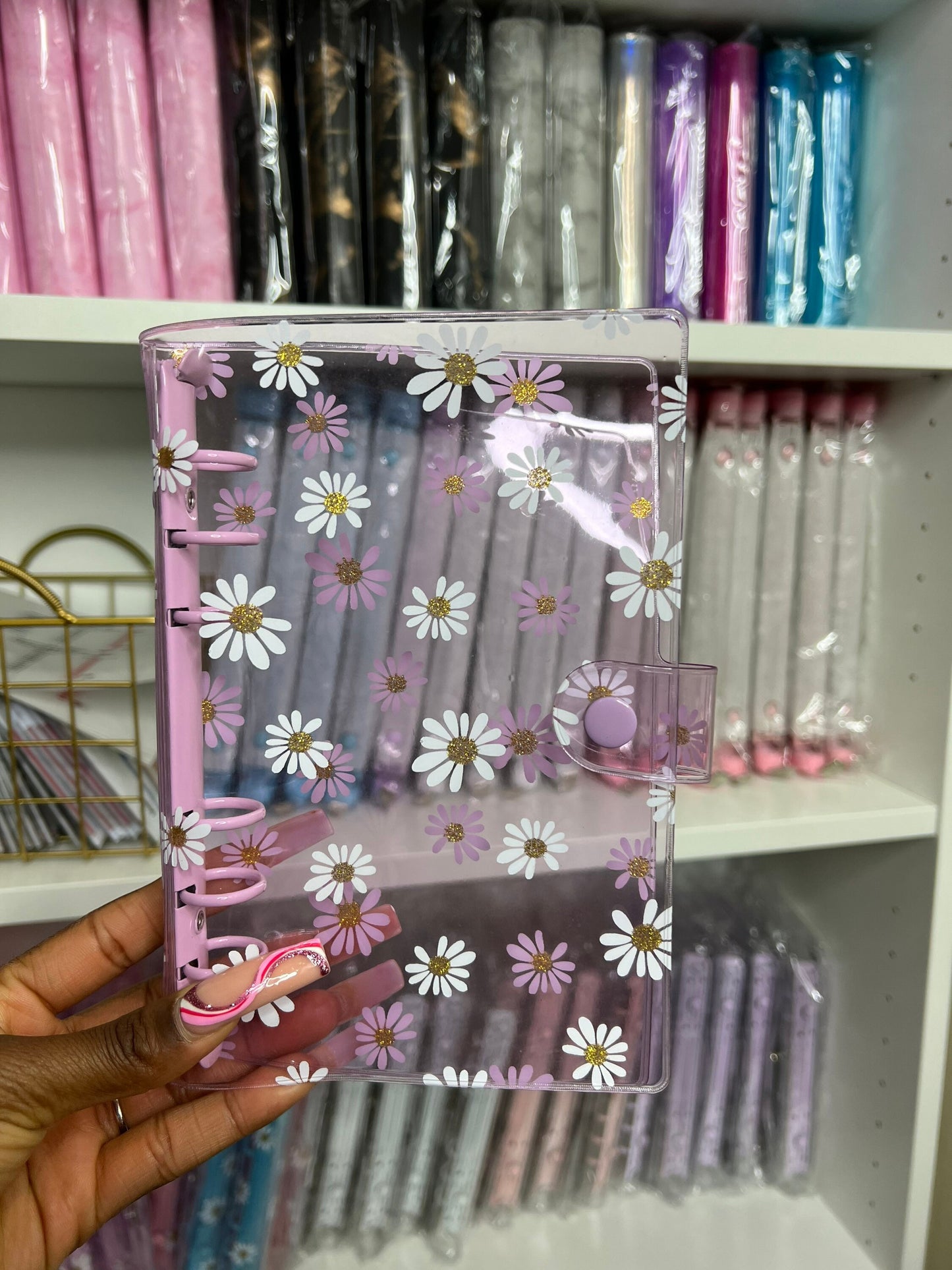 A6 Customized Daisy Ring Binder [4 colors] | 6 Ring Cover | A6 Customized binders | Zipper Closure