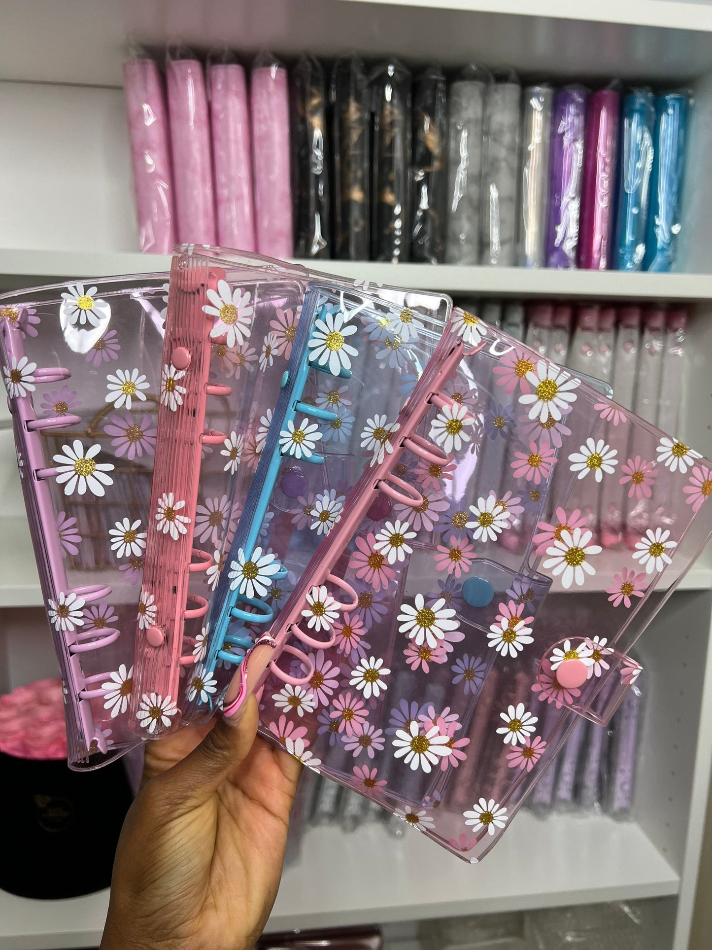 A6 Customized Daisy Ring Binder [4 colors] | 6 Ring Cover | A6 Customized binders | Zipper Closure