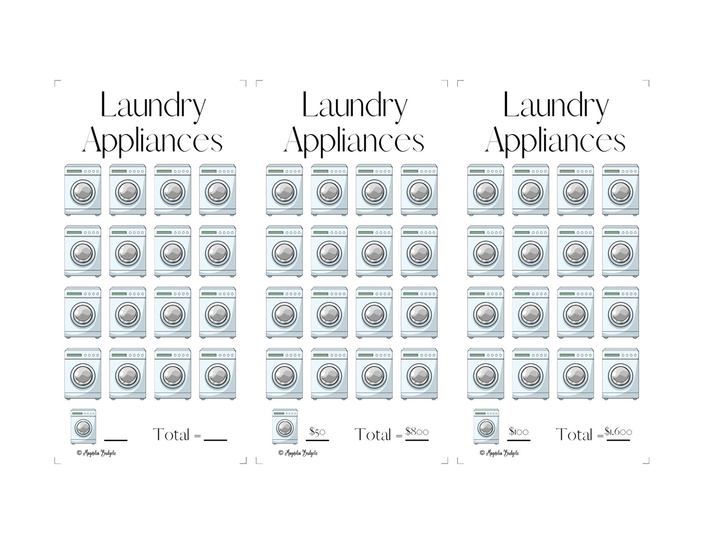 Laundry Appliance Savings Challenge Bundle | Low Income | High Income | Mini Savings Challenges | A6